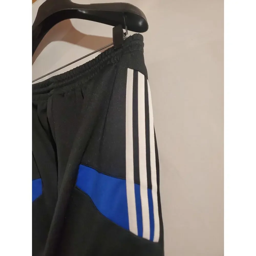 Adidas VTG Y2K Ankle Zip Pull On Track Pants Mens Size S Ribbed Black 3 Stripe